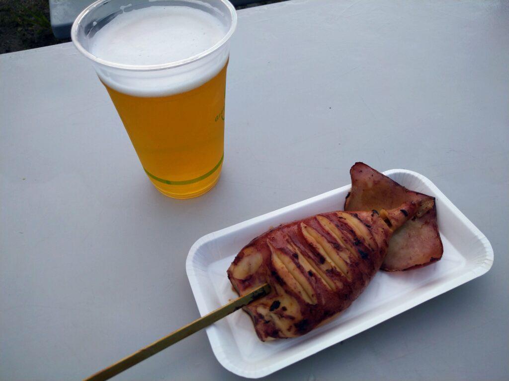 ビールとイカ焼き
