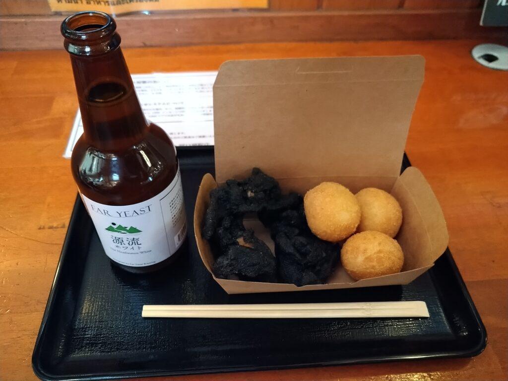 ビールと溶岩唐揚げとチーズボール