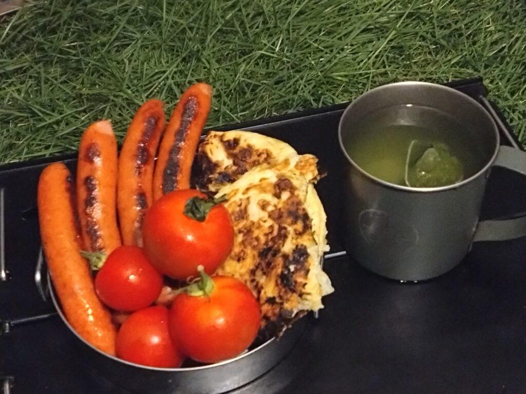 ソーセージとお好み焼き