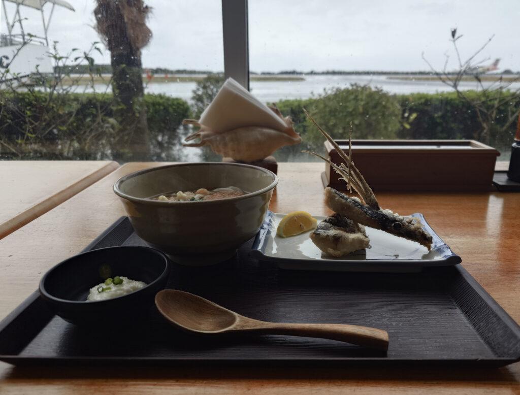 屋久うどんとトビウオの唐揚げ